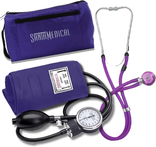 Miniatura 9 de Santamedical Esfigmomanómetro aneroide de lujo para adultos, monitor de presión arterial profesional con brazalete negro para adultos y funda