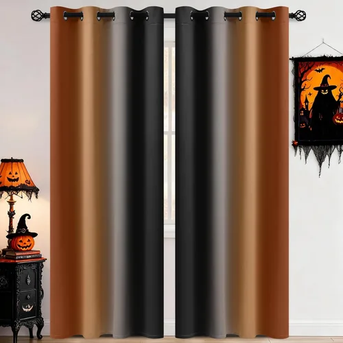 Miniatura 198 de COSVIYA Cortinas 100% Opacas Azul Degradado con Lazos Ajustables para Cocina Aislamiento Térmico Oscurecimiento de Habitación Cenefa con Bolsillo