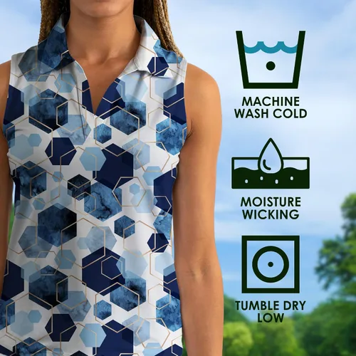 Miniatura 33 de YATTA GOLF Polo de golf sin mangas para mujer, absorbe la humedad, cuello en V, para golf, entrenamiento, golf
