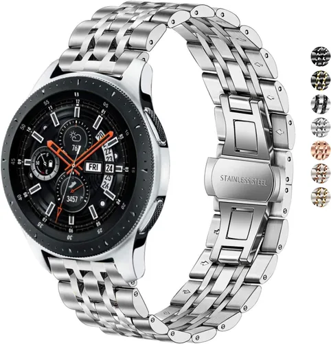 Miniatura 9 de DEALELE Correa compatible con Samsung Gear S3 / Galaxy Watch 1.811 in / Galaxy Watch 3 1.772 in, 0.866 in 7 filas correa de repuesto de metal de Oro