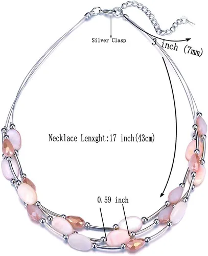 Miniatura 3 de Collar a capas con cristal para mujer, gargantilla con cadena de plata gruesa, regalo de cumpleaños para mujer