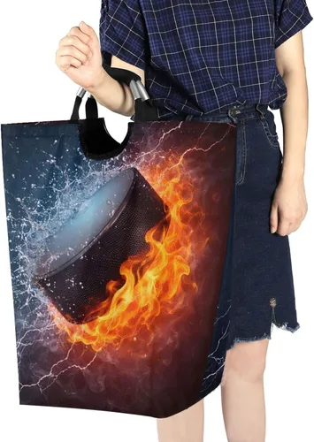 Miniatura 7 de senya Cesta de almacenamiento grande con asas, organizador plegable para ropa de guardería, juguetes, disco de hockey en fuego y agua Hockey 2