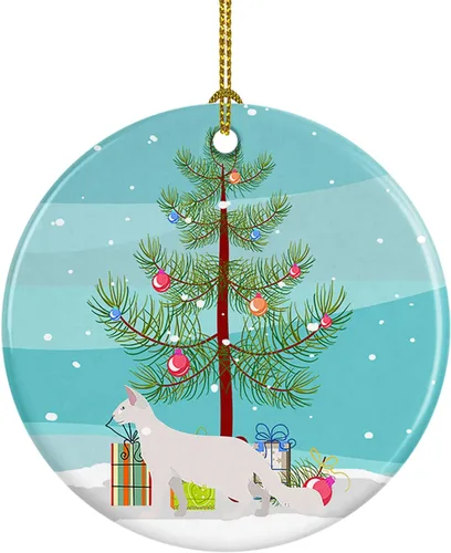 Miniatura 64 de Caroline's Treasures Adorno de cerámica con texto en inglés "Merry Christmas" para colgar en el árbol de Navidad, decoración para el hogar, Navidad