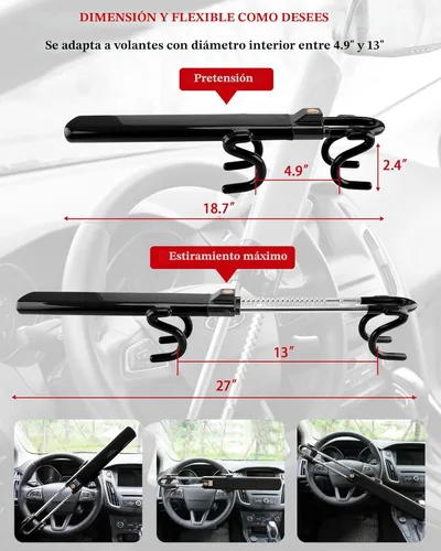 Miniatura 2 de Tevlaphee Bloqueo de Volante Antirrobo Dispositivo para Automóvil de Servicio Pesado Cerradura de Seguridad para Automóvil Dispositivos de Bloqueo