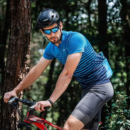 Miniatura 5 de Spotti Playera de manga corta para ciclismo de hombre con 3 bolsillos traseros, transpirable, secado rápido