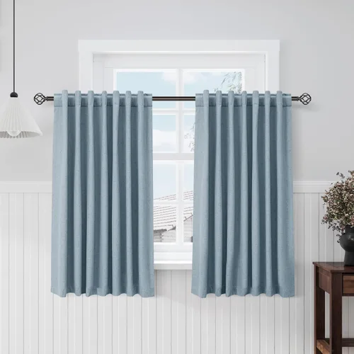Miniatura 71 de Cortinas de lino 100% opacas para dormitorio, 102 pulgadas de largo, con pestaña trasera, bolsillo para barra, paneles acústicos con aislamiento