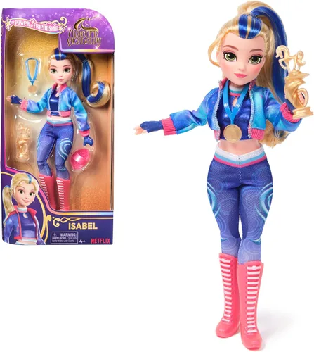 Unicorn Academy, Power of Friendship - Muñeca Isabel con trofeo, medalla y 5 conjuntos de ropa, 9.5 pulgadas, muñecas y juguetes de unicornio,