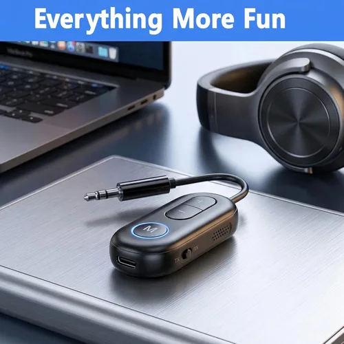 Miniatura 8 de SYENGKKY Transmisor Receptor Bluetooth 5.4 - Adaptador de audio inalámbrico Bluetooth 2 en 1 para auriculares o dispositivos BT - Adaptador de audio