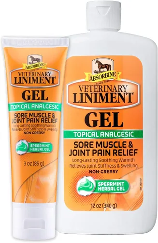 Absorbine Gel de linimento veterinario, ungüento analgésico tópico de mentol para músculos adoloridos, dolor de articulaciones y artritis, paquete