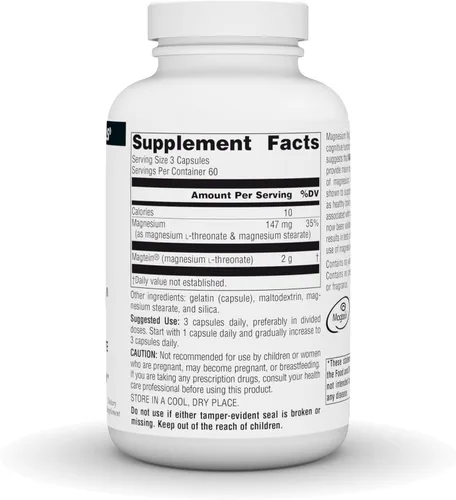 Miniatura 2 de Source Naturals Magtein Magnesio L-treonato, 667mg, apoya el enfoque, el estado de ánimo, la memoria saludable, la función cognitiva - 180 cápsulas