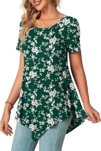 Miniatura 2 de POPYOUNG Blusa casual de verano para mujer, de manga corta, para primavera