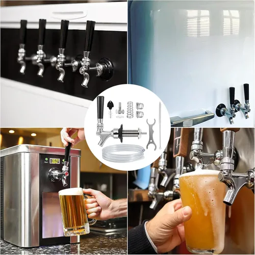 Miniatura 7 de Kit de grifo de vástago de cerveza de barril de cerveza de 3 pulgadas, vástago de grifo de cerveza de cierre automático, llave de piezas