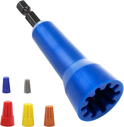 Tornador de tuerca de alambre, herramienta para taladro y conector de alambre con mandril de 1/4 pulgadas (azul)