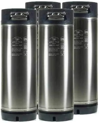 The Homebrew Shop Barril de preparación casera de 5 galones – Nuevo candado de bola – Tanque de producto de acero inoxidable – Paquete de 4, plata,