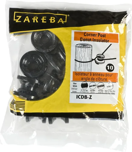 Miniatura 2 de Zareba ICDB-Z - Aislador de esquina de rosquilla para cercas eléctricas, color negro, paquete de 10 unidades, resistencia a la tracción de 5000