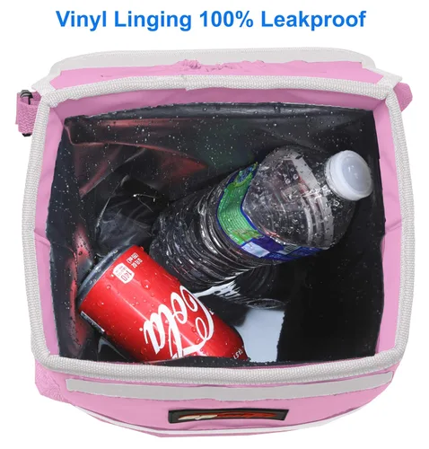 Miniatura 5 de EPAuto Bote de basura impermeable para automóvil con tapa y bolsillos de almacenamiento, 2.5 galones a prueba de fugas, color rosa