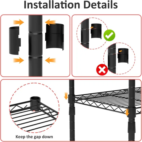 Miniatura 4 de Estantería de 4 niveles, capacidad de 80 kg por estante, altura ajustable, estantes estrechos de almacenamiento, estanterías de metal resistentes