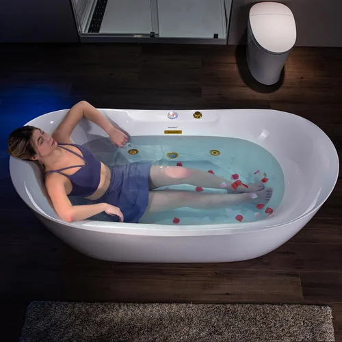 Miniatura 3 de WOODBRIDGE Bañera combinada de hidromasaje y baño de aire calentado de remojo de 72" x 35-3/8" con soplador de aire de velocidad ajustable y panel