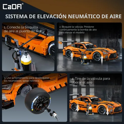 Miniatura 4 de CaDA Master C64008W Mercedes-AMG GT3 - Juego de construcción a escala 1:8 – 5466 piezas con licencia oficial de Supercar, kit de bloques