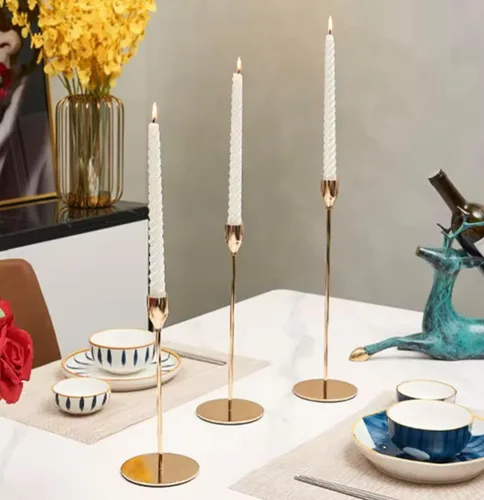 Miniatura 7 de Aha Essential - Juego de 6 portavelas cónicos Portavelas decorativos para decoración del hogar, boda, comedor, fiestas, aniversario, baño, Dorado