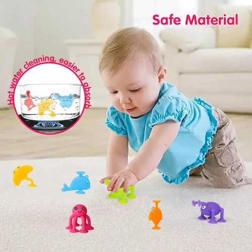 Miniatura 3 de Juguete de Baño con Ventosa para Niños de 3, 4, 5 Años, 10 Piezas de Ventosas de Animales para Bañera para Niños Pequeños, Herramientas para Ventana