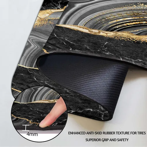 Miniatura 5 de MCALK Tapete de secado de platos negro mármol para encimera de cocina, almohadilla de secado de platos dorada con base de goma antideslizante