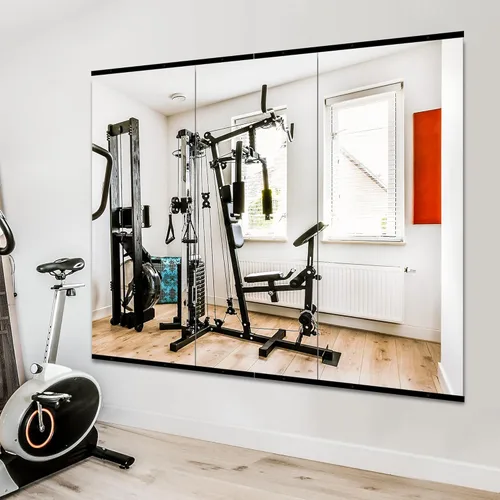 Miniatura 4 de TRAHOME Espejo de Gimnasio para Pared, 48x24x3PCS de Longitud Completa, Espejo Grande de Cuerpo Sin Marco de Vidrio para Gimnasio en Casa