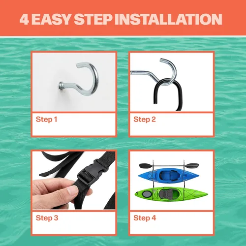 Miniatura 7 de Kayak Rack -Capacity Wall or Ceiling Storage Straps for Surfboards, Paddleboards, SUP, or Canoe - Adjustable Kayak Hanger by RAD Sportz