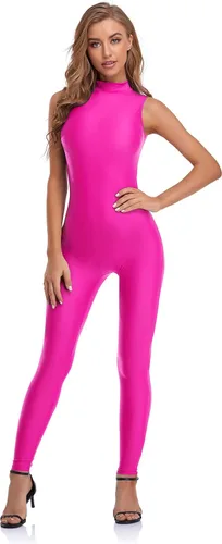 Miniatura 4 de speerise - Overol de elastano para mujer, con cremallera, sin mangas, ajustado al cuerpo, leotardo para disfraz