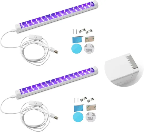 THLIFURE Barra de luz negra UV USB DC 10 W 1 pie LED barra de luz negra tira de luces para dormitorio, pintura fluorescente, póster de fiesta, imán