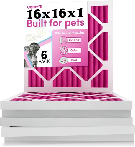Miniatura 30 de Colorfil - Filtro de aire de 18 x 18 x 1 pulgadas, filtros que cambian de color para olores de gatos y perros, filtro de aire acondicionado MERV 8