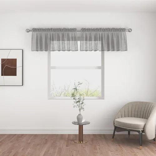 Miniatura 117 de UPOPO Paneles de Cortina Beige Pequeños Cortinas Transparentes de Gasa de 16 Pulgadas de Largo Cortinas de Cocina de Voile con Textura de Lino
