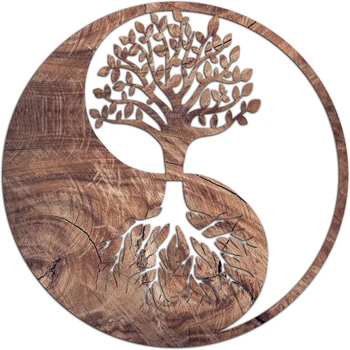 Venovez (Árbol de la vida Yin y Yang de madera de metal, para colgar en la pared, decoración de pared de inauguración de la casa, decoración de