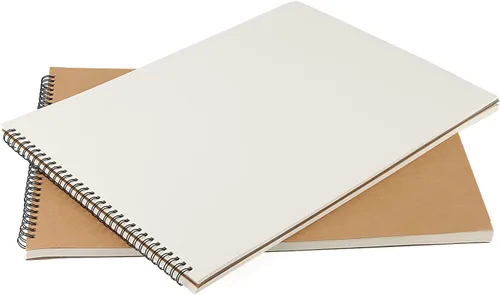 SENJEOK 2 blocs de dibujo encuadernados en espiral A3, 11.7 x 16.5 pulgadas, cuaderno de bocetos de cubierta marrón, bloc de bocetos A3 para pintar,