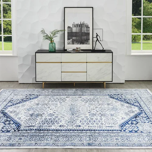 Miniatura 166 de Syalife 4x6 Alfombra Lavable para Área, Ultra Suave Antideslizante, Pila Baja, Alfombra Vintage Resistente a Manchas para Sala de Estar, Alfombra