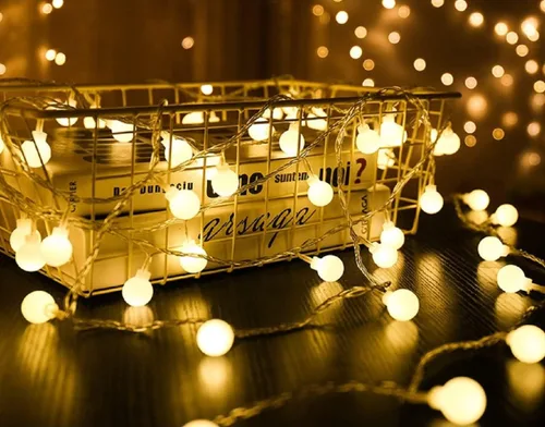 Miniatura 6 de Guirnalda de luces de globo de 20 pies con 40 luces LED alimentadas por USB, color blanco cálido, para fiesta de cumpleaños, boda, Navidad y Blanco
