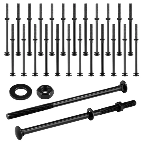 Miniatura 9 de Zonon Juego de 12 pernos de carro de 1/2 x 4 pulgadas, negro galvanizado, incluye arandelas resistentes a la corrosión y tuercas para accesorios