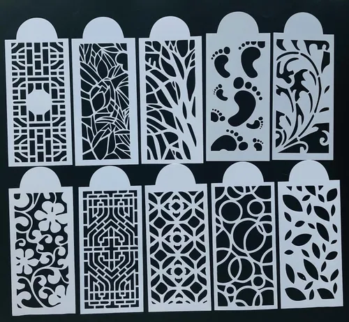 Alinacutle 10 plantillas de plástico reutilizables, plantillas de pintura, plantillas de dibujo artístico para álbumes de recortes, galletas,