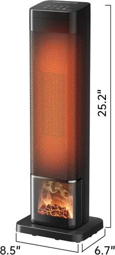 Miniatura 2 de Calentador de espacio, calentadores de cerámica PTC de 1500 W para uso en interiores con control remoto, temporizador de 24 horas, oscilación