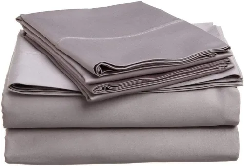 Miniatura 24 de Juego de sábanas de lujo de 600 hilos para sofá cama – Pima algodón 4 piezas sofá doble negro sólido ajuste hasta 5 pulgadas de profundo bolsillo