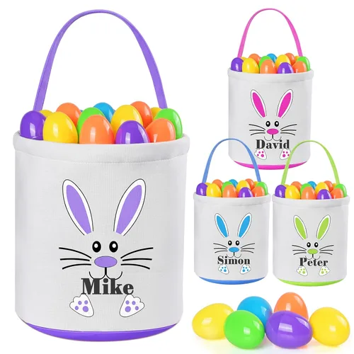 Miniatura 33 de Jocidea - Cesta de Pascua personalizada, paquete de 1 cestas de Pascua personalizadas para niñas y niños, cesta de Pascua personalizada para bebés