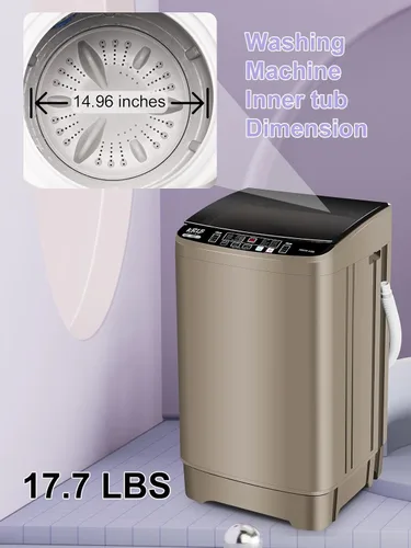 Miniatura 8 de Krib Bling Lavadora completamente automática de 17.7 libras con bomba de drenaje, lavadora compacta, programa de 10 lavados y 8 niveles de agua