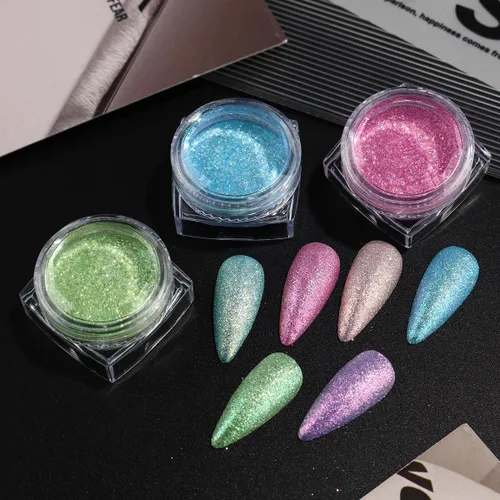 Miniatura 8 de 6 unidades Aurora Rainbow Candy en polvo para uñas, diamantes arena en polvo iridiscente brillante efecto de azúcar, purpurina, lentejuelas