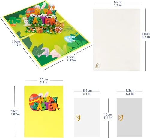 Miniatura 2 de Tarjetas emergentes de Pascua de Animal Garden, tarjeta de feliz Pascua, tarjeta de conejo de Pascua, tarjeta de felicitación de Pascua, tarjetas