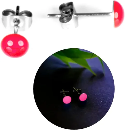 Miniatura 23 de Glow-in-the-Dark 5mm Round Stainless Steel Stud Earrings for Women, Teens & Girls Over 12 Years Old- Hypoallergenic, Flat Back Earrings, Handmade in