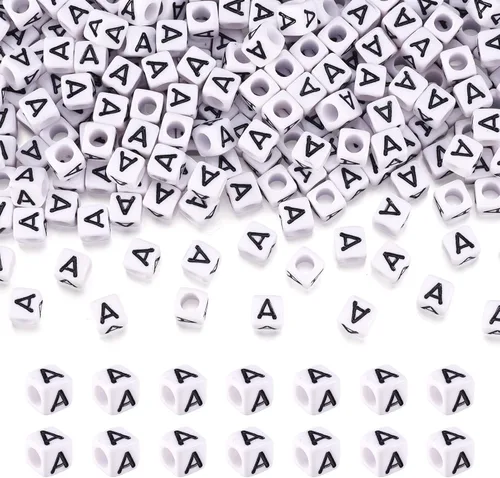 Miniatura 47 de FASHEWELRY 300 cuentas cúbicas de acrílico con números cuadrados mezclados del 0 al 9, cuentas de acrílico blanco de 0.236 x 0.236 pulgadas