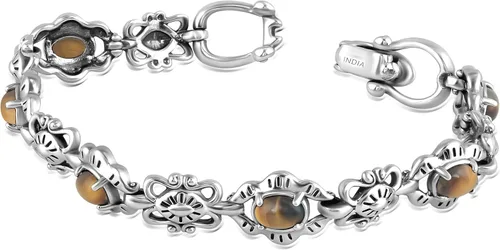 Miniatura 22 de American West Jewelry Pulsera de plata de ley con piedras preciosas de eslabones de concha, tallas pequeñas a grandes