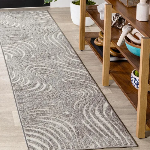 Miniatura 26 de Eyely NCS103F-28 Maribo High-Low Abstract Groovy Striped Black/White - Alfombra de pasillo de 2 x 8 pies, negro/blanco, 2 pies x 8 pies