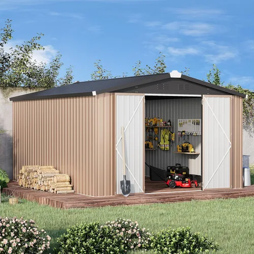 Miniatura 33 de AECOJOY Cobertizo de almacenamiento al aire libre de 5 x 3 pies, pequeño cobertizo de metal con puerta con cerradura, almacenamiento de utilidad