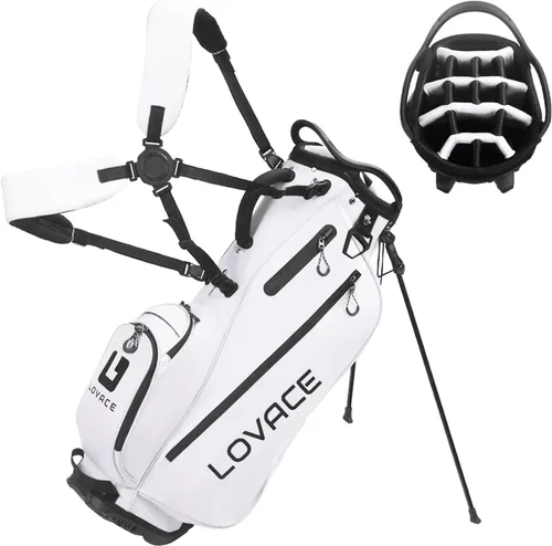 Bolsa de golf de 14 vías, bolsas de golf ligeras con soporte para hombres y mujeres Blanco